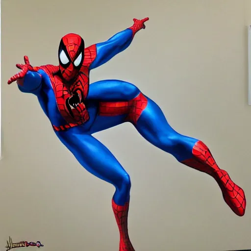 Prompt: jerma 9 8 5 as spiderman, jerma 9 8 5 in spiderman costume, jerma 9 8 5 is spiderman, high quality painting