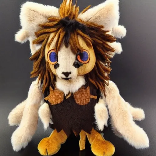 Image similar to a cute dnd griffon! with seagull head and lion body plush! doll