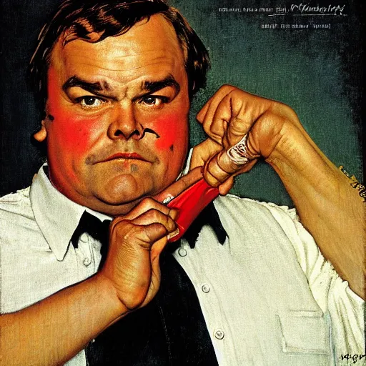 Image similar to Jack Black painted by Norman Rockwell