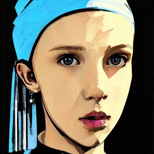 Image similar to Millie Bobby Brown with the pearl earring by Yoji Shinkawa