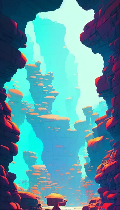 Image similar to deep natural cave wall, dynamic light, global illumination, illustration by josan gonzales and moebius, rhads, clean thick line, comics style,