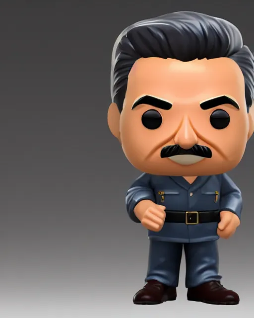 Image similar to full body 3d render of joseph stalin as a funko pop, studio lighting, white background, blender, trending on artstation, 8k, highly detailed