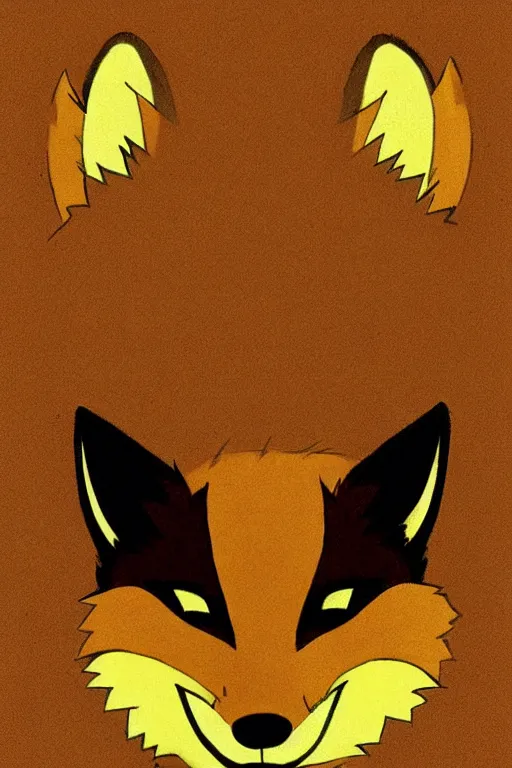 Image similar to A brown fox on a flat pastel yellow background, poster art by Ken Sugimori, featured on Pixiv, furry art, anime aesthetic, poster art, 2d