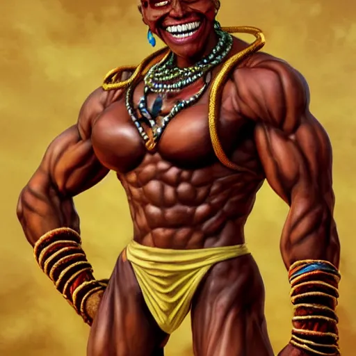 Image similar to rupaul as dhalsim street fighter, portrait, ultra realistic, concept art, intricate details, highly detailed, photorealistic, octane render, 8 k, unreal engine, art by frank frazetta, simon bisley, brom