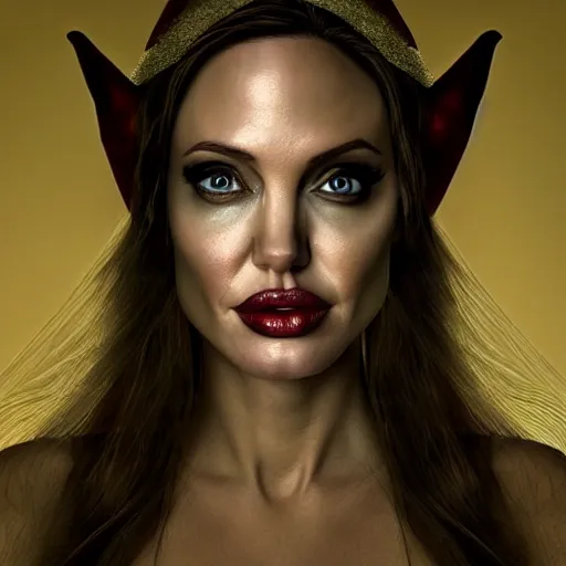 Image similar to portrait of angelina jolie as an elf sorceress, ultra realistic, canon photography