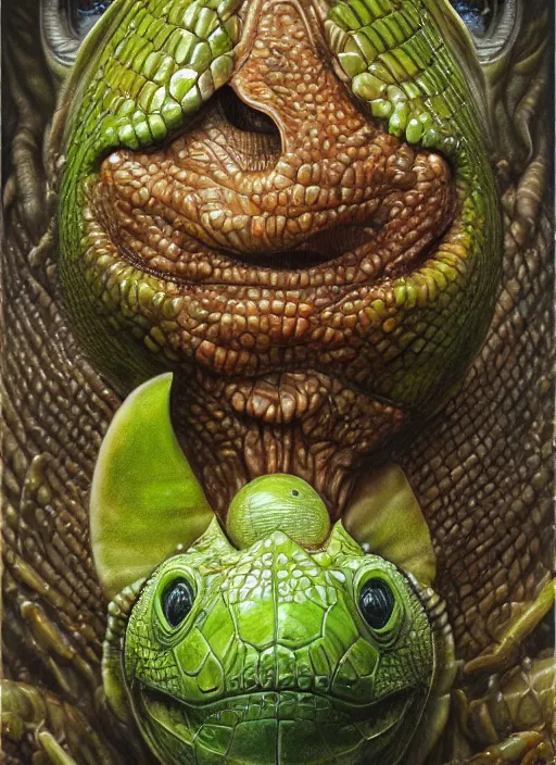 Prompt: kiwi fruit mf doom reptile eyes, kiwi fruit skin. intricate, elegant, highly detailed, centered, digital painting, artstation, concept art, smooth, sharp focus, illustration, artgerm, tomasz alen kopera, peter mohrbacher, donato giancola, joseph christian leyendecker, wlop, frank frazetta