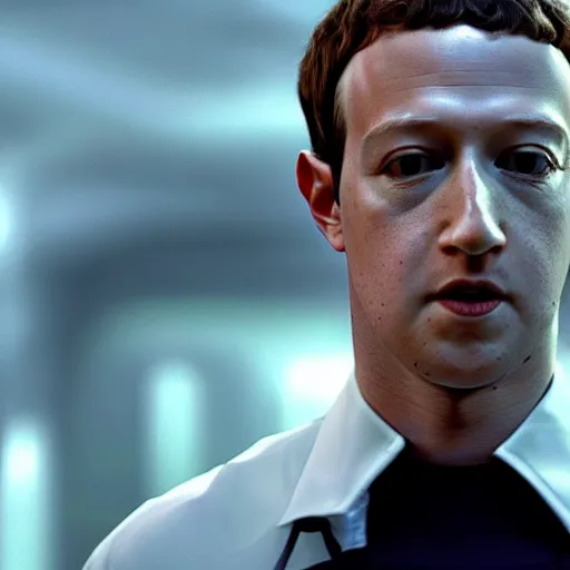Prompt: a screenshot of mark zuckerberg as neo in the matrix