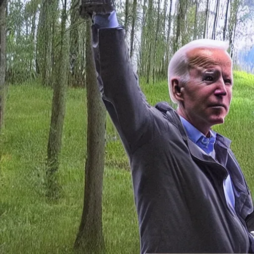 Image similar to trail cam footage of Joe biden