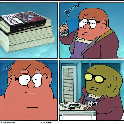 Image similar to necronomicon with peter griffin's face