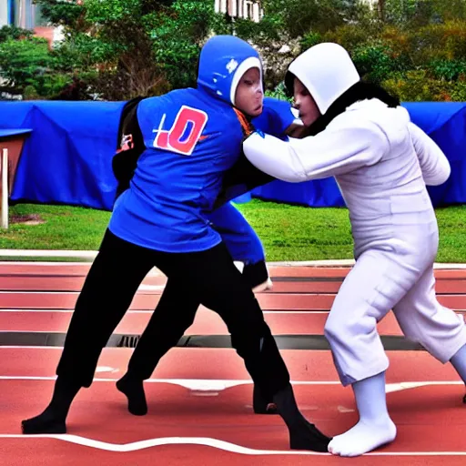 Image similar to ninjas fighting in space, university of Florida versus Florida state university