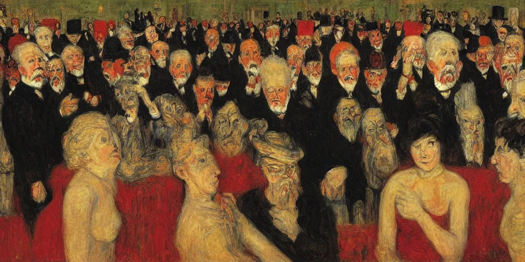 Prompt: the good judges. james ensor. ( 1 8 9 8 ) oil on canvas