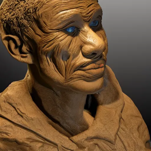 Image similar to terrible clay sculpture, professional lighting, 4 k, detailed