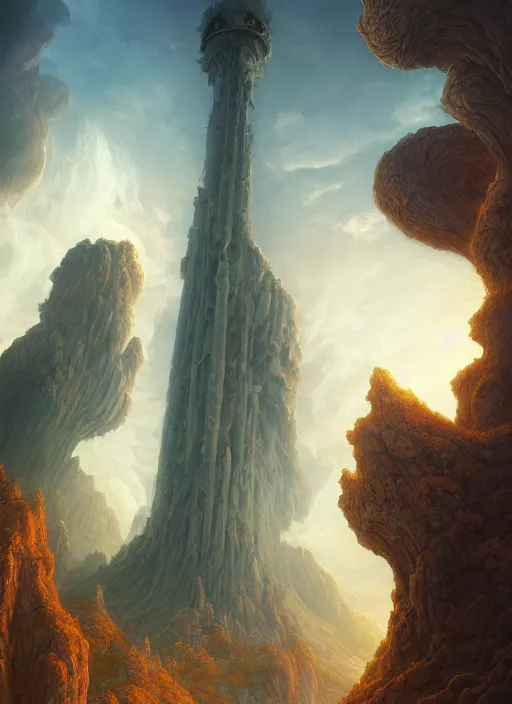 Prompt: a town built around a giant pillar reaching into the sky, extremly detailed digital painting, vibrant colors, in the style of tomasz alen kopera and fenghua zhong and peter mohrbacher, mystical colors, rim light, beautiful lighting, 8 k, stunning scene, raytracing, octane, trending on artstation