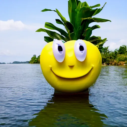 Image similar to friendly smiling banana in a boat