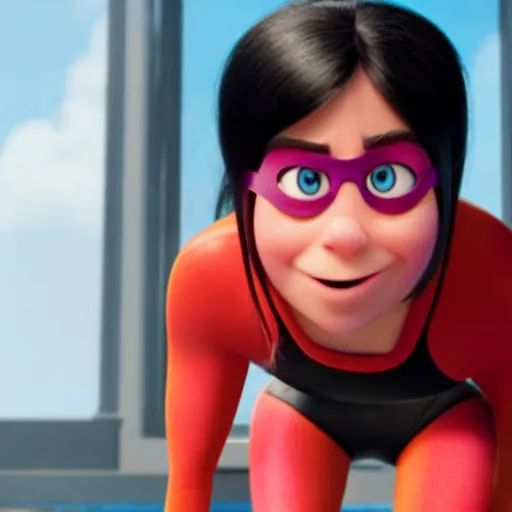 Prompt: still of violet parr sweating in movie incredibles 2