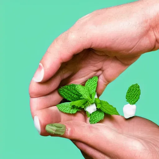 Image similar to a dog paw reaching for a mint in a container while many other hands are reaching for the same mint