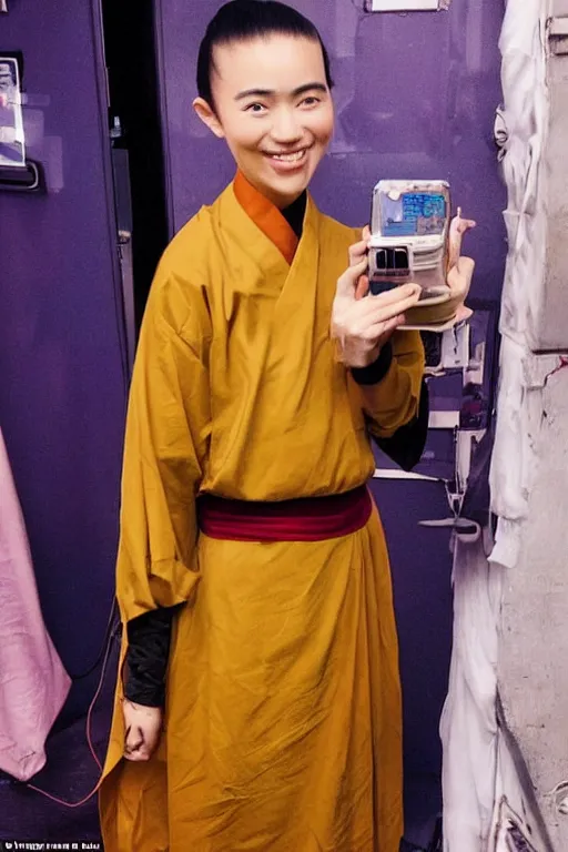 Image similar to full body photo of real - life suki from the last airbender, smiling