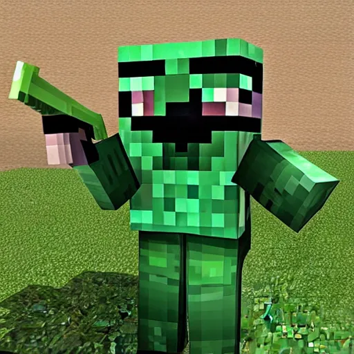 prompthunt: real life minecraft creeper full body portrait by ed