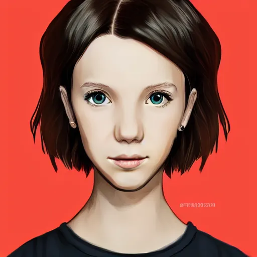 Image similar to a portrait of Millie Bobby Brown, anime art style