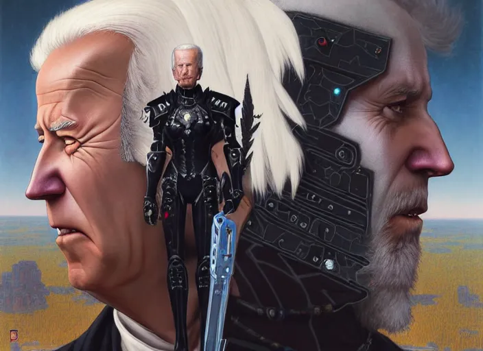 Image similar to portrait of joe biden goth cyborg with white hair in warhammer armor, art by kuvshinov ilya and wayne barlowe and gustav klimt and artgerm and wlop and william - adolphe bouguereau