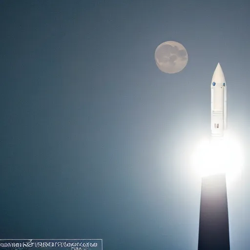 Prompt: a moon rocket, natural lighting, at night, moon in sky, high resolution