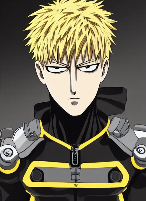 Image similar to A full portrait photo of real-life genos one punch man, f/22, 35mm, 2700K, lighting, perfect faces, award winning photography.