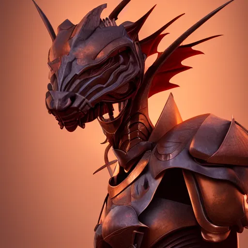 Image similar to stunning bust of a beautiful female knight, but as an anthropomorphic female dragon, well designed robot dragon head, sharp claws, HD octane render, epic cinematography, fantasy, Artstation, Deviantart, Furaffinity