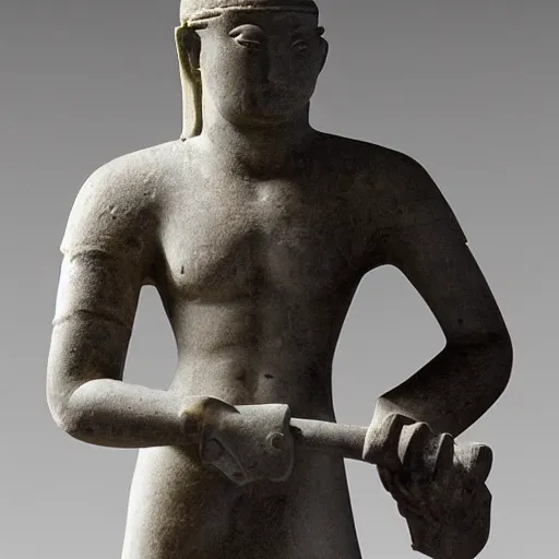 Image similar to Urartian poterie à l'engobe, representing Ur-Enkidu wielding his sacred mace, 2000 B.C, Musée du Louvre catalogue photography