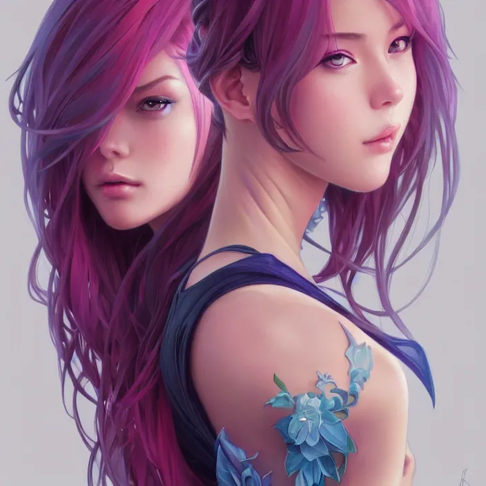 Image similar to full body portrait, a beautiful symmetrical gorgeous anime girl, rainbow hair, attractive, casual, modern, victoria's secret, highly detailed, digital painting, artstation, concept art, smooth, sharp focus, illustration, art by artgerm, greg rutkowski and alphonse mucha, 8 k,