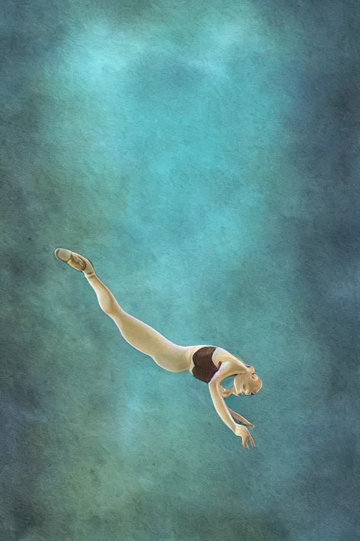 Image similar to ballerina alone at the bottom of the mariana trench by jaques cousteau, digital art, smooth, focus, highly detailed, hyper realistic, watercolor