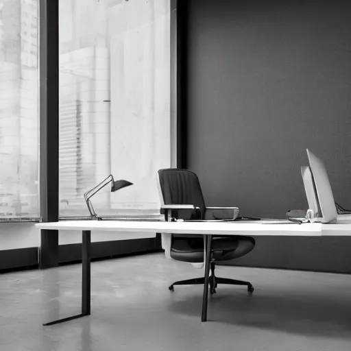 Image similar to brutalist style desk, modern architecture, high resolution