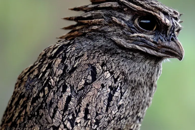 Prompt: !!!!!!! human nightjar werecreature, photograph captured at woodland creek