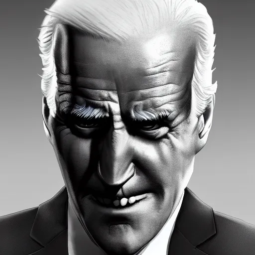 Image similar to angry joe biden with glowing white eyes, detailed, artstation