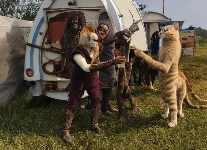 Image similar to A demonstration of how to properly pet a Khajiit caravanner right between their two perked ears to earn an expression of bemusement.