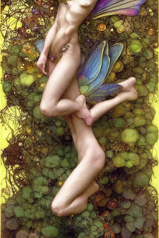 Image similar to a beautiful faerie, golden ratio, detailed, rainbowshift, by jean - baptiste monge, maxfield parrish, john william waterhouse, brian froud