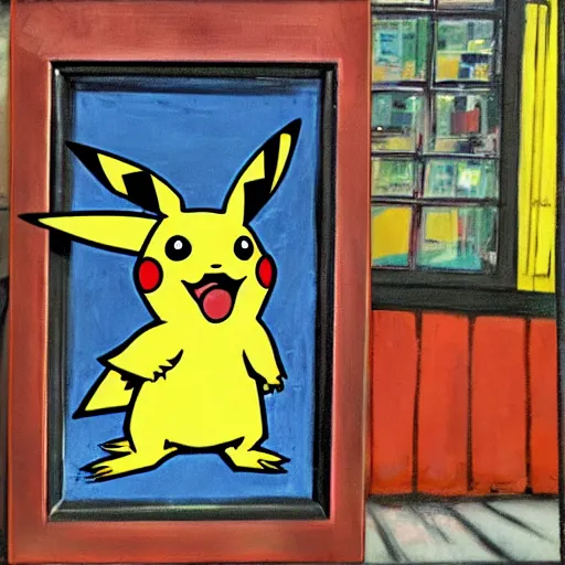 Prompt: pikachu in an old english market place the style of the scream,