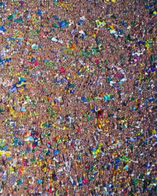 Image similar to thousands of hippie sunbathers on a beach, together form a peace symbol, photorealistic