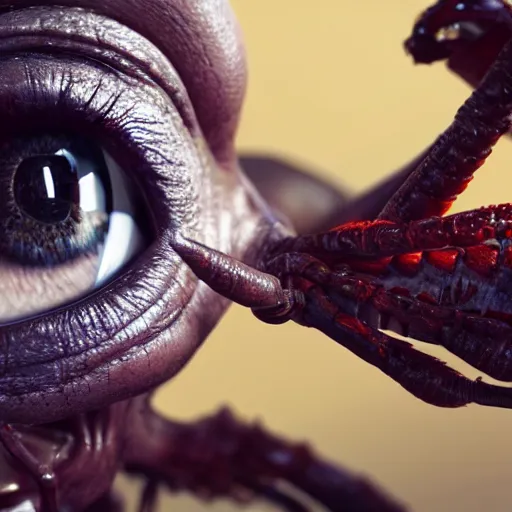 Prompt: bugs crawling out of ultrarealistic human eye, close up,, ultra realistic, horror, hyper detailed, sharp focus, ray tracing, terrifying, horrifying, octane render
