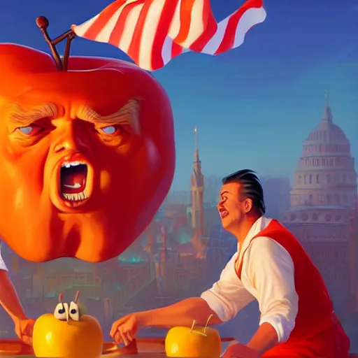 Image similar to donald trump apple bobbing!!!!!!!, ben hur, loftis, cory behance hd by jesper ejsing, by rhads, makoto shinkai and lois van baarle, ilya kuvshinov, rossdraws global illumination