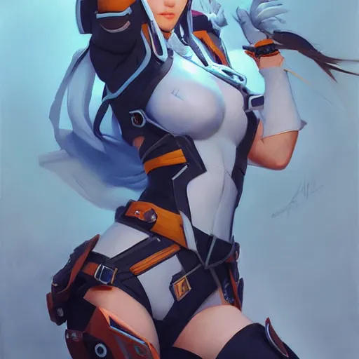 Image similar to greg manchess portrait painting of asuna yuuki as overwatch character, medium shot, asymmetrical, profile picture, organic painting, sunny day, matte painting, bold shapes, hard edges, street art, trending on artstation, by huang guangjian and gil elvgren and sachin teng