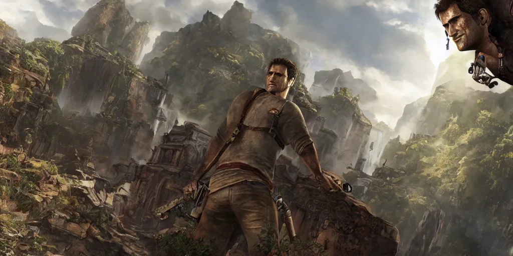 Image similar to very detailed concept art of uncharted, detailed, sharp