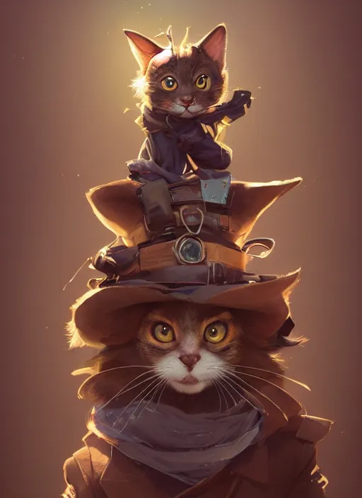 Prompt: a beautiful half body portrait of a cute young anthropomorphic steampunk cat fursona. big eyes. character design by cory loftis, fenghua zhong, ryohei hase, ismail inceoglu and ruan jia. volumetric light, detailed, rendered in octane