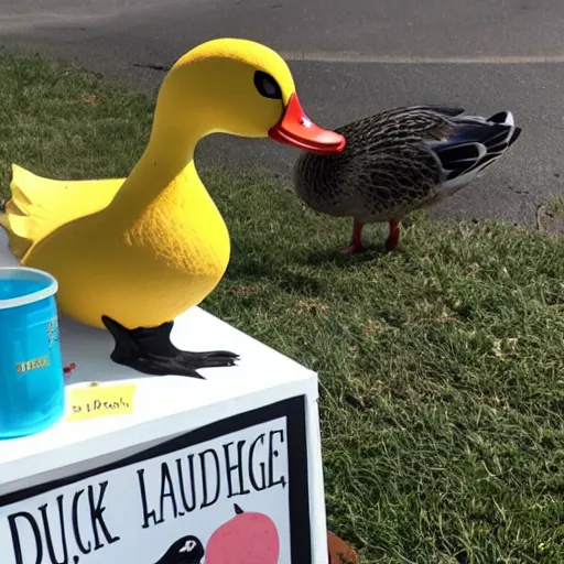 Prompt: a duck walked up to the lemonade stand