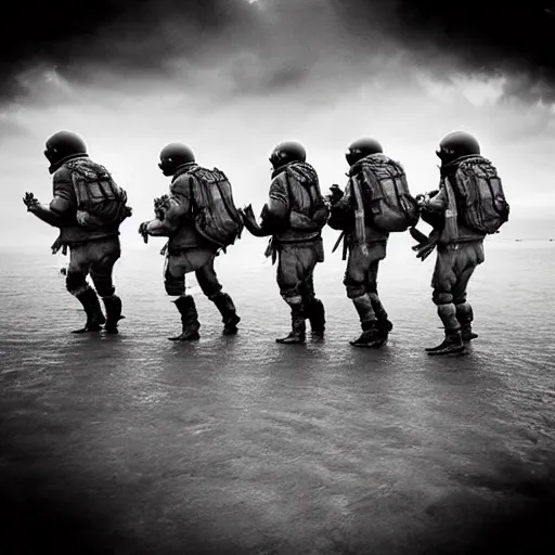 Image similar to “minions landing on D-Day, 4k, award winning”