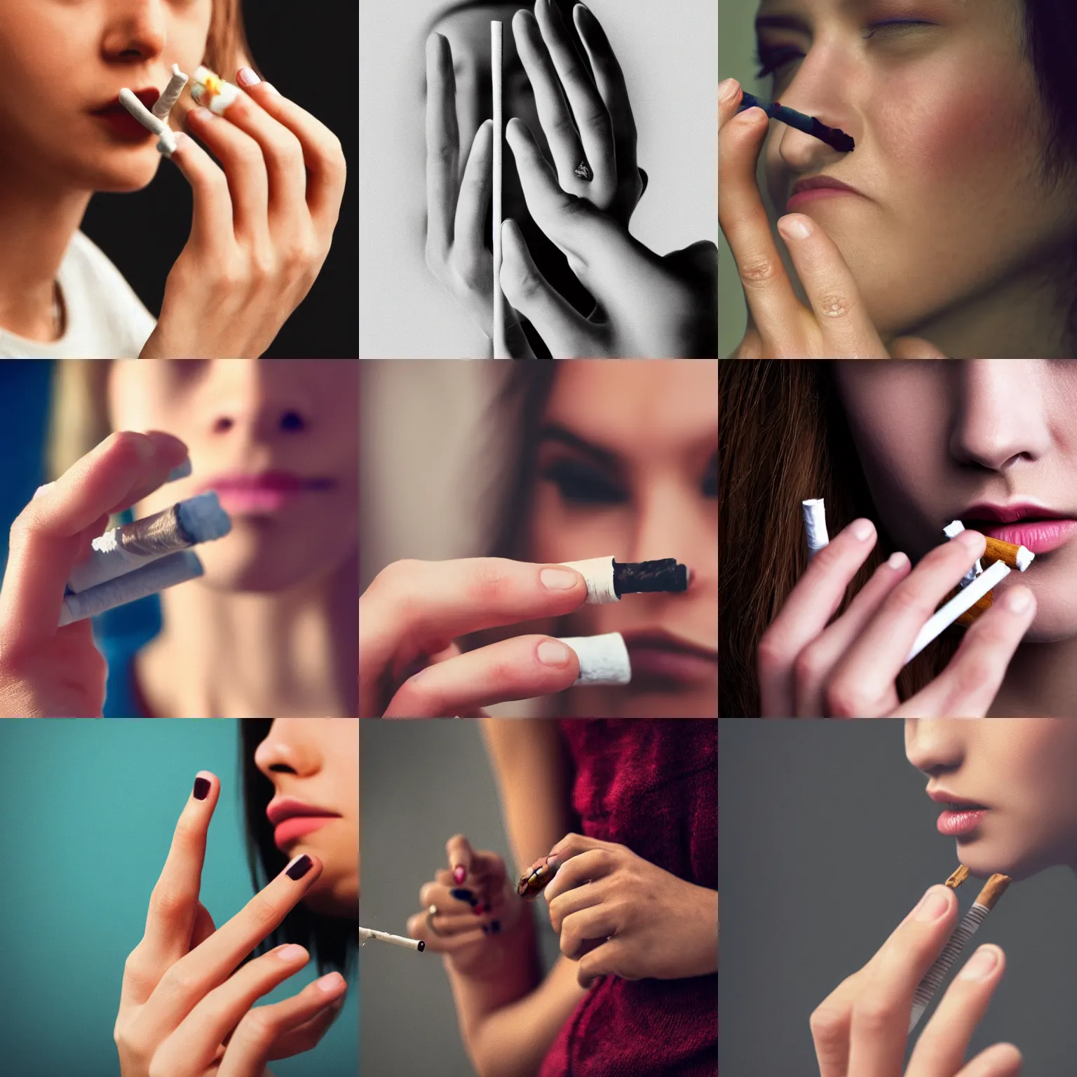 Prompt: hight detailed photo of women hand with cigarette, 4k, trending on artstation