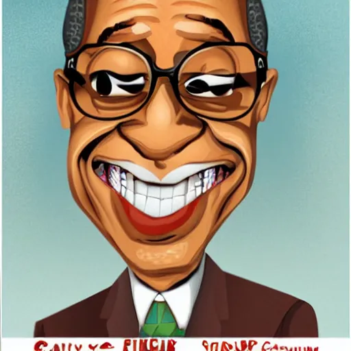 Image similar to Cartoon caricature of Gus Fring, silly