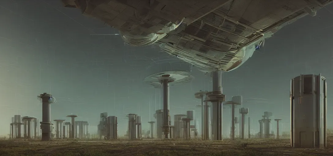 Image similar to futuristic abandoned solarpunk power station, sci - fi, digital art by beeple