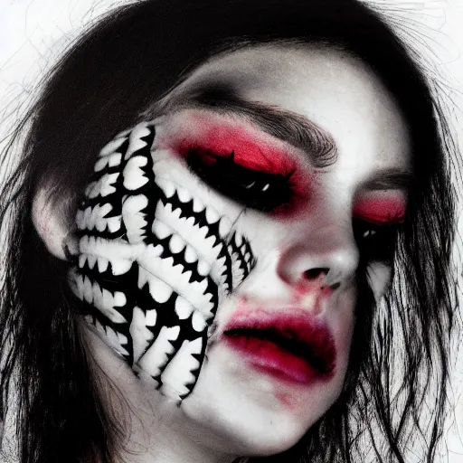 Prompt: Face being turned into moths darkart creepy 8k