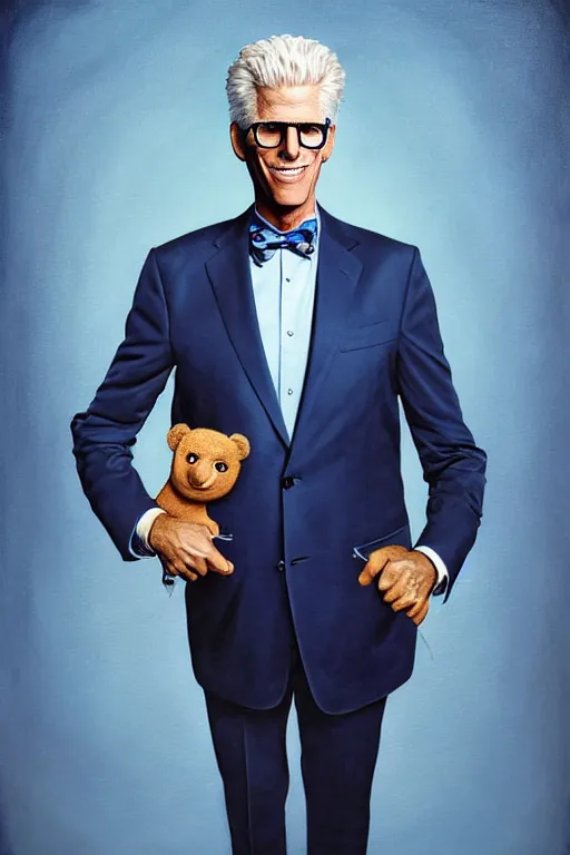 Image similar to a painting of ted danson in the good place, art by robin eley