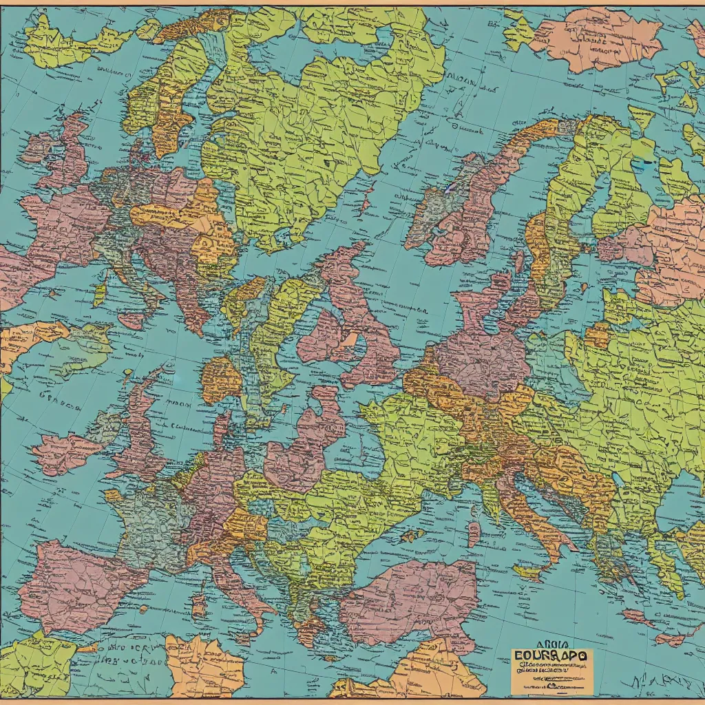 Prompt: a detailed map of europe